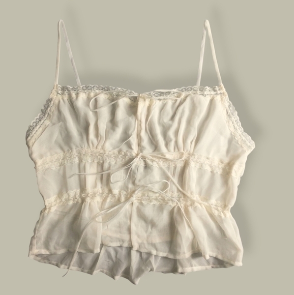 Pacsun • Fleurterie Whisper Lace Cami • Large • Ivory • NEW with tags 🏷️ - Picture 1 of 6